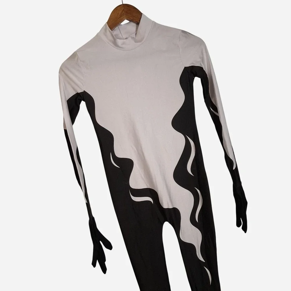 Kids unisex white/black ghost costume with mask   size Large 12-14